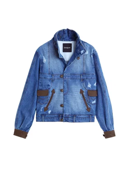 Desigual Geacă de primăvară-toamnă denim / maro albastru