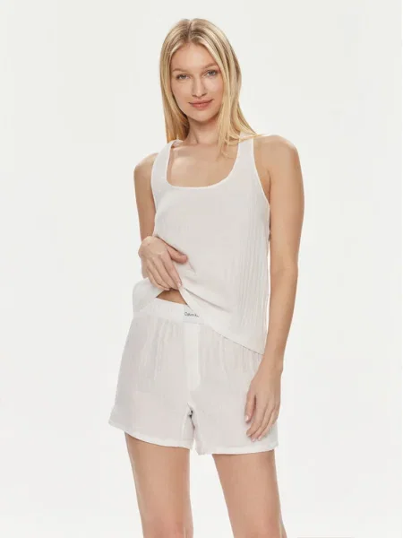 Calvin Klein Underwear Compleu top și pantaloni scurți din textil alb