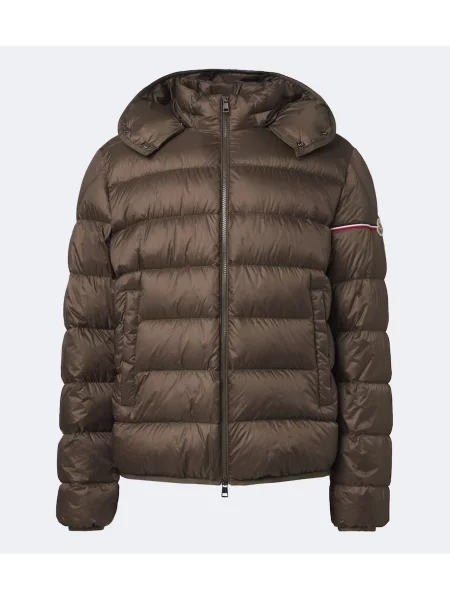 Geacă cu puf Moncler cu glugă gri