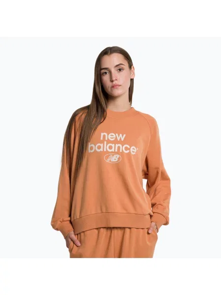 Sportovní mikina New Balance Essentials Reimagined Archive French Terry Crewneck hnědá oranžová