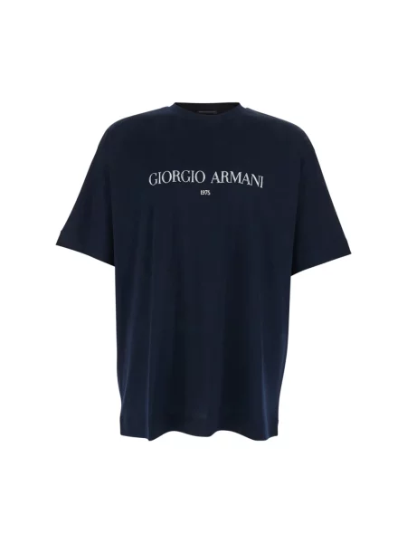 Koszulka Giorgio Armani z dżerseju niebieska