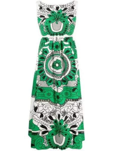 Rochie midi Red Valentino cu model floral cu imagine până la genunchi alb