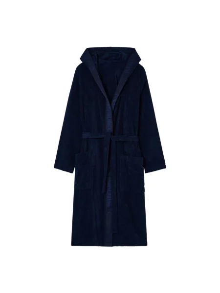 Szlafrok Emporio Armani z kapturem niebieski