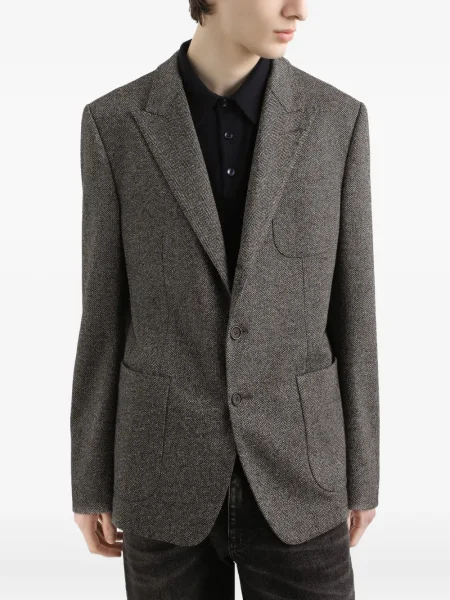 Sacou Dolce & Gabbana cu model herringbone gri