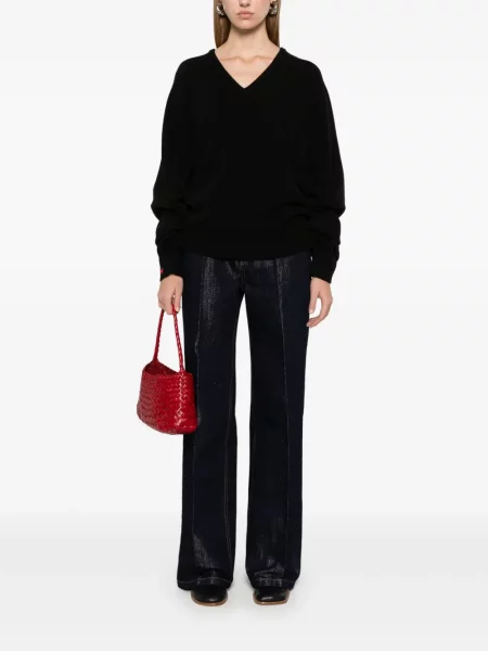 Pulover Tory Burch cu volane negru