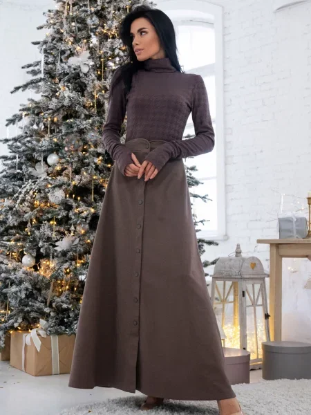 Спідниця максі RiMari мокко вовна/поліестер