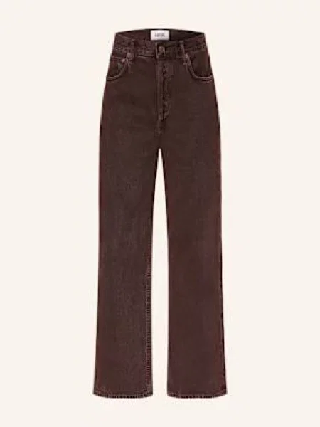Agolde Jeansy Straight Ren braun brązowe