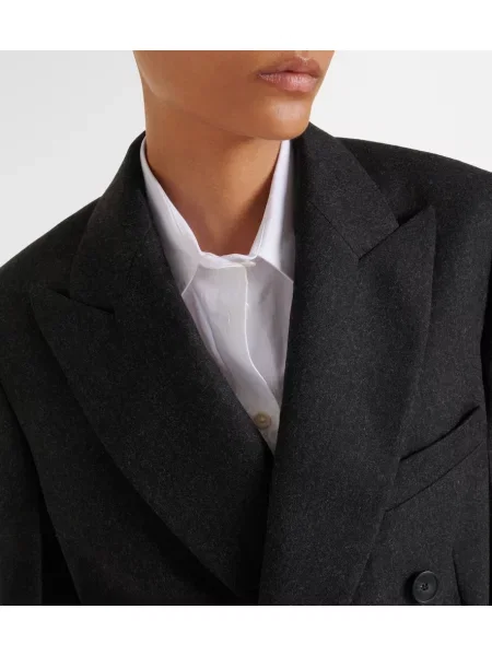 Vlnené dvojradové sako Victoria Beckham sivá