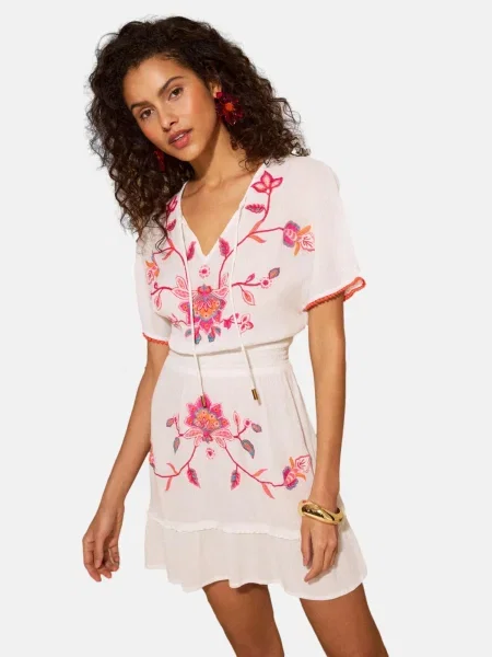 Love & roses Rochie de plaja rosé alb