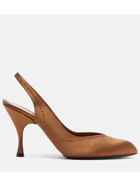 Pantofi cu toc Herbert Levine din satin slingback maro