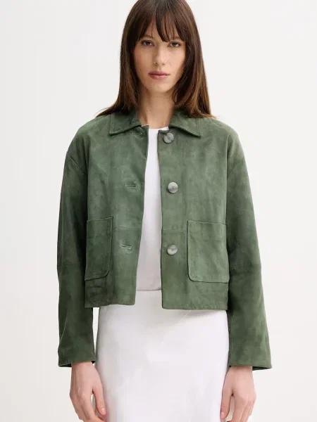 Marella jachetă scurtă pentru femei din piele întoarsă MLMECCESSO verde