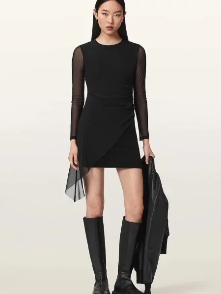 AllSaints sukienka mini RILEY SL czarna