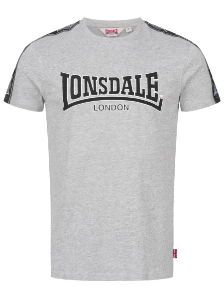 LONSDALE Tricou Vementry gri amestecat / negru alb