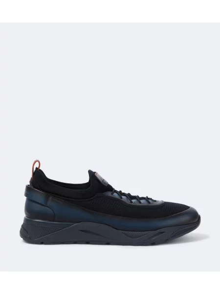 Sneakerși Santoni din piele albastru