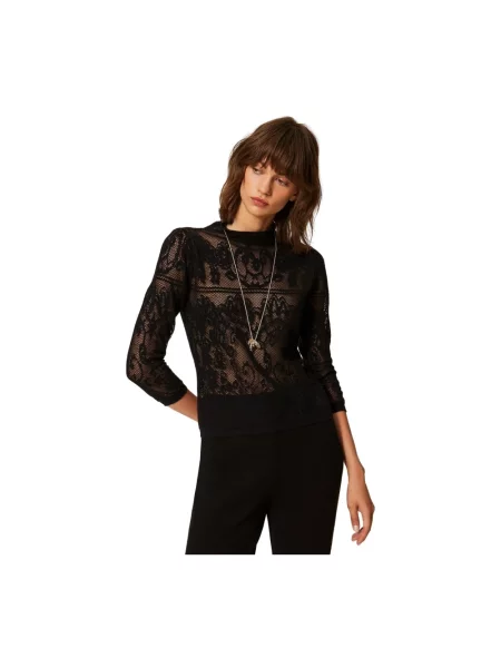 Top Twinset żakardowy czarny