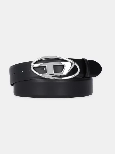 Diesel curea de piele OVAL D LOGO negru