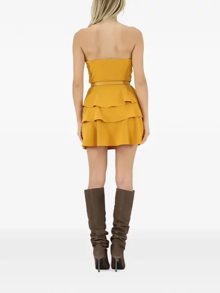 Cu centură rochie mini Elisabetta Franchi galben