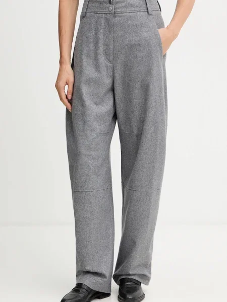 BOSS spodnie z dodatkiem wełny fason chinos high waist szary