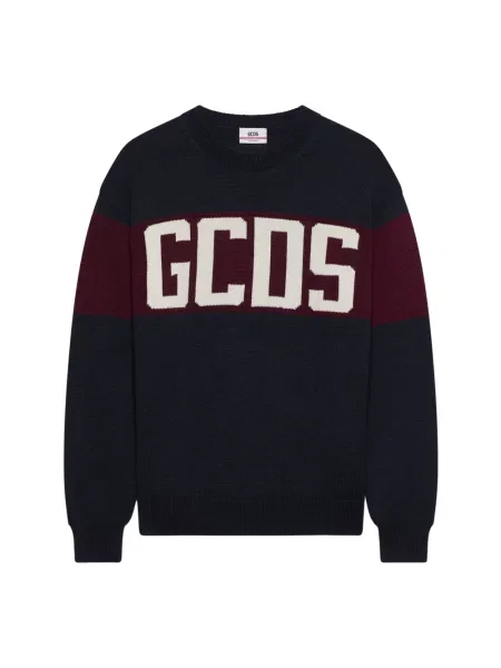 Bluza nierozpinana Gcds wełniana z logo niebieska