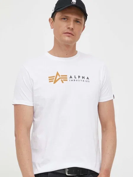 T-shirt z nadrukiem z logo Alpha Industries biała