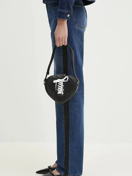 AMBUSH geantă de piele Strapped Heart Shoulder Bag negru