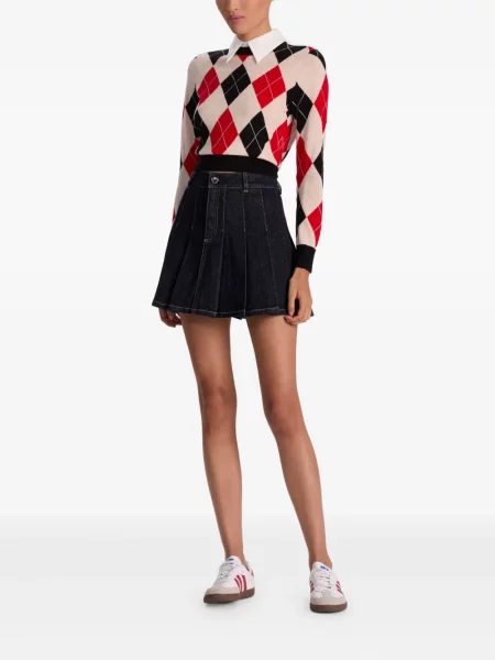Плисирана дънкова пола Alice + Olivia синьо