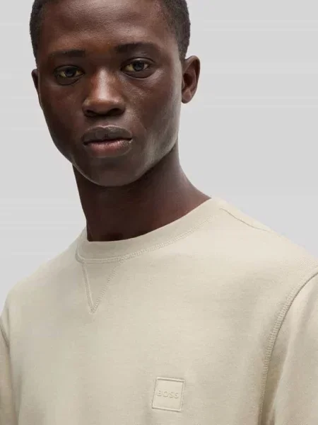 Bluza o kroju regular fit z czystej bawełny model Westart' Hugo beżowa