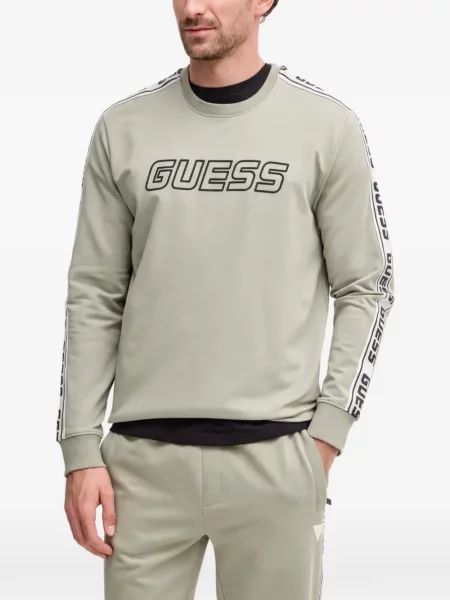 Pulover Guess cu dungi cu imagine verde