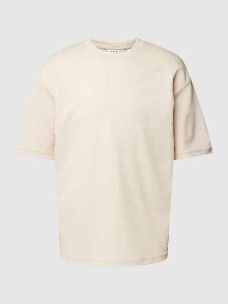 T-shirt o kroju relaxed fit z okrągłym dekoltem model ‘OSCAR’ Selected Homme biała