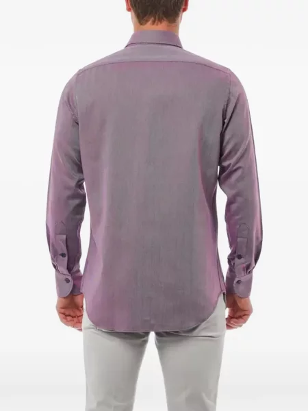 Cămașă Bagutta cu model herringbone violet