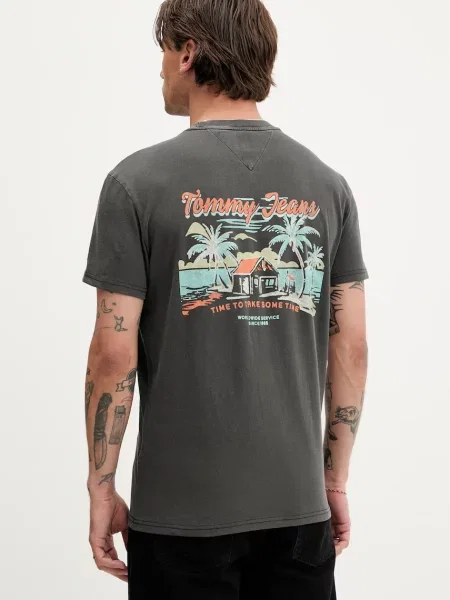 Majica Tommy Jeans s tiskom siva