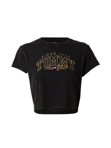 Tommy Jeans Tricou LUX VARSITY | Cropped Fit negru