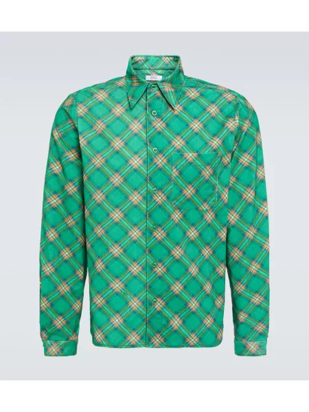 Manšestrová kostkovaná košile Erl zelená