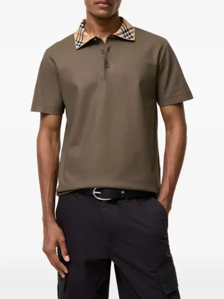 Καρό με κολάρο polo Burberry κλασικό καφέ