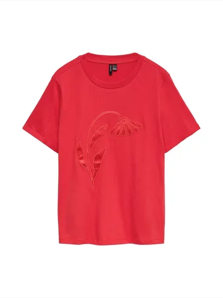 VERO MODA Tricou VMMAJA PAULINA cireș roșu