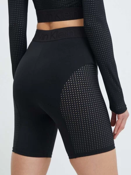 Calvin Klein Performance edzős rövidnadrág sima magas derekú fekete
