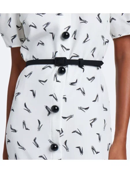 Cu centură rochie midi Carolina Herrera de mătase alb
