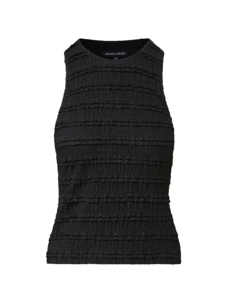Top Veronica Beard cu volane negru