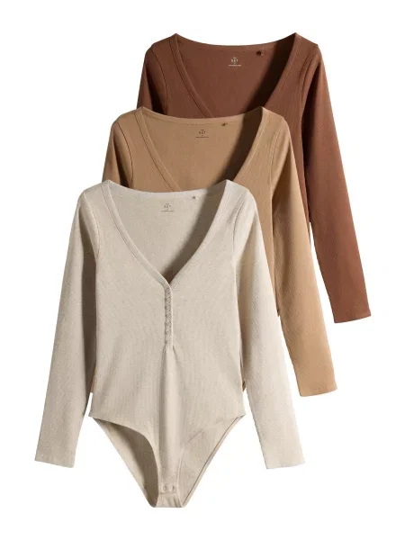 The Set Tricou body ecru / caramel / deschis maro