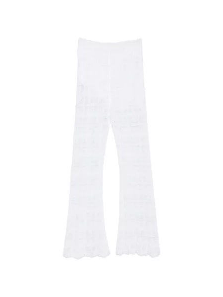 Pantaloni Liviana Conti tricotate evazate alb