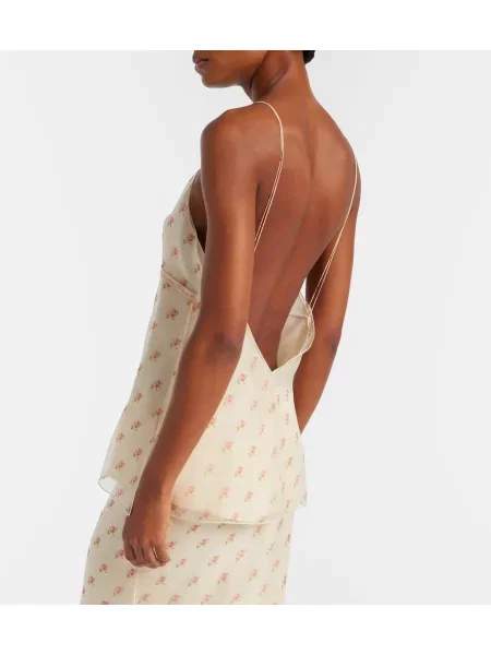 Maiou Khaite de mătase cu model floral alb