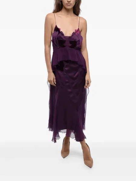 Rochie Alberta Ferretti de catifea cu volane violet