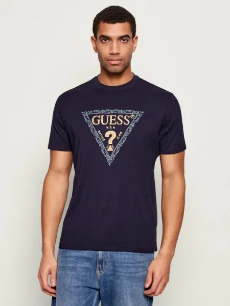 GUESS Tricou GOLDEN TRIANGLE auriu