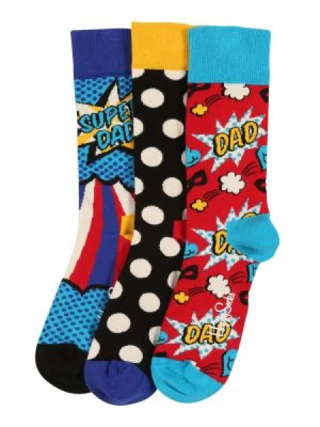 Happy Socks Șosete Father's Day albastru deschis / galben / roșu alb