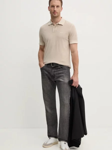 Tricou polo Boss Orange bej