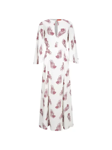 Rochie La Doublej cu model floral de costum alb