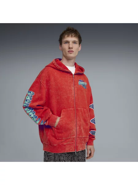PUMA rozpinana bluza z kapturem Melo World Akcesoria S czerwony