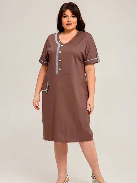 Лляна Сукня міді All Posa мокко