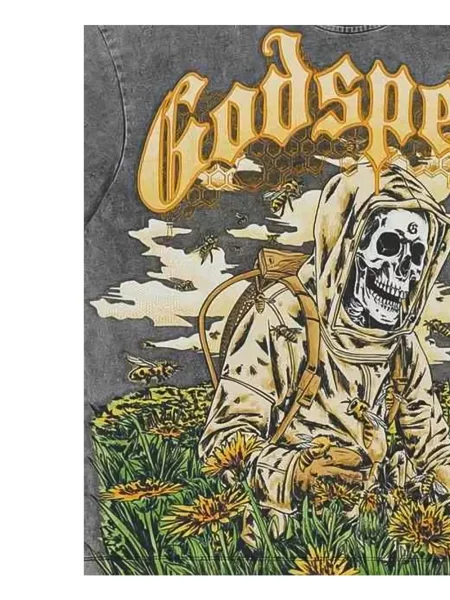 Tricou Godspeed cu imagine gri