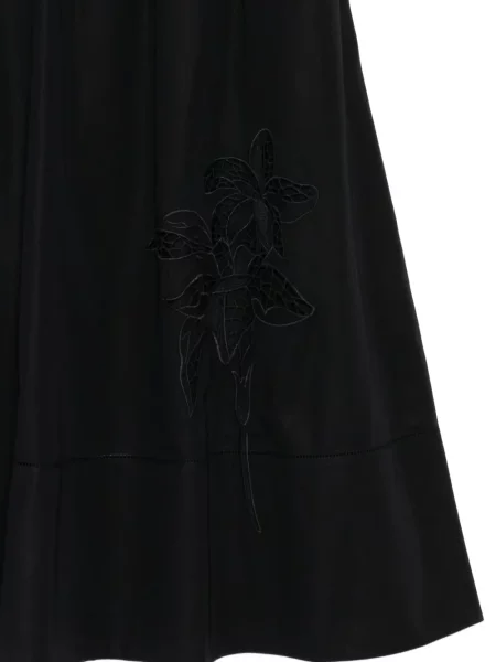 Fustă Less cu broderie cu model floral negru